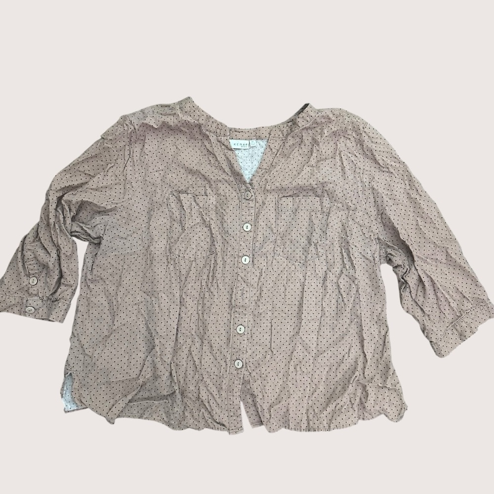 Kenar linen polka dot button down shirt